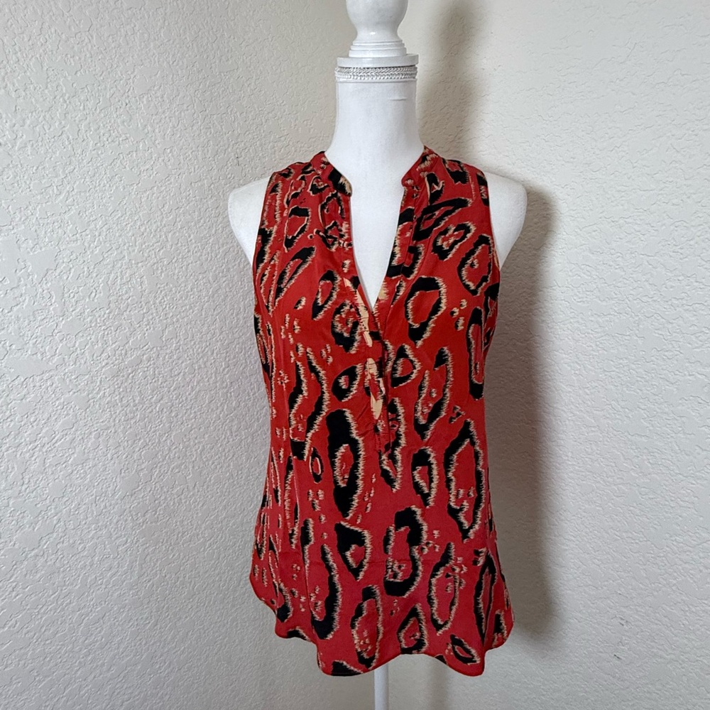Rory Beca silk camisole, red leopard‎ print, size S
